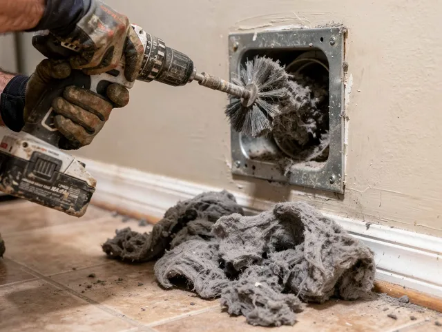 Certified Indian Trail Dryer Vent Cleaning technician performing dryer vent cleaning in Indian Trail