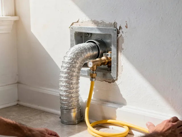 Indian Trail Dryer Vent Cleaning certified technician performing specialized gas dryer vent cleaning in Indian Trail